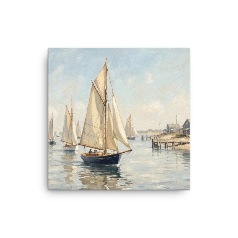 Vintage Sailboat Thin Canvas: Nautical Coastal Decor Wall Art