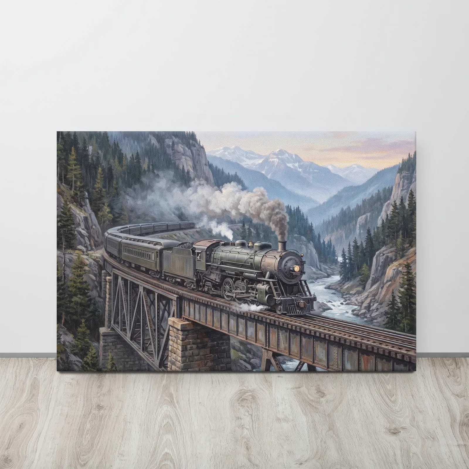 Vintage Steam Locomotive Train Thin Canvas: Train Lover Gift Wall Art, photo 5
