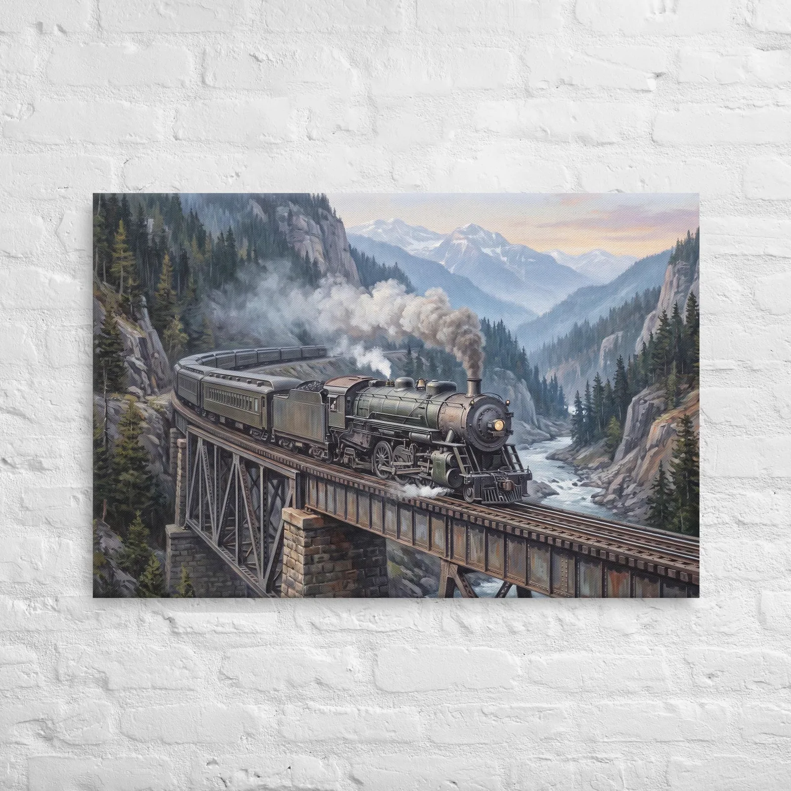 Vintage Steam Locomotive Train Thin Canvas: Train Lover Gift Wall Art, photo 7