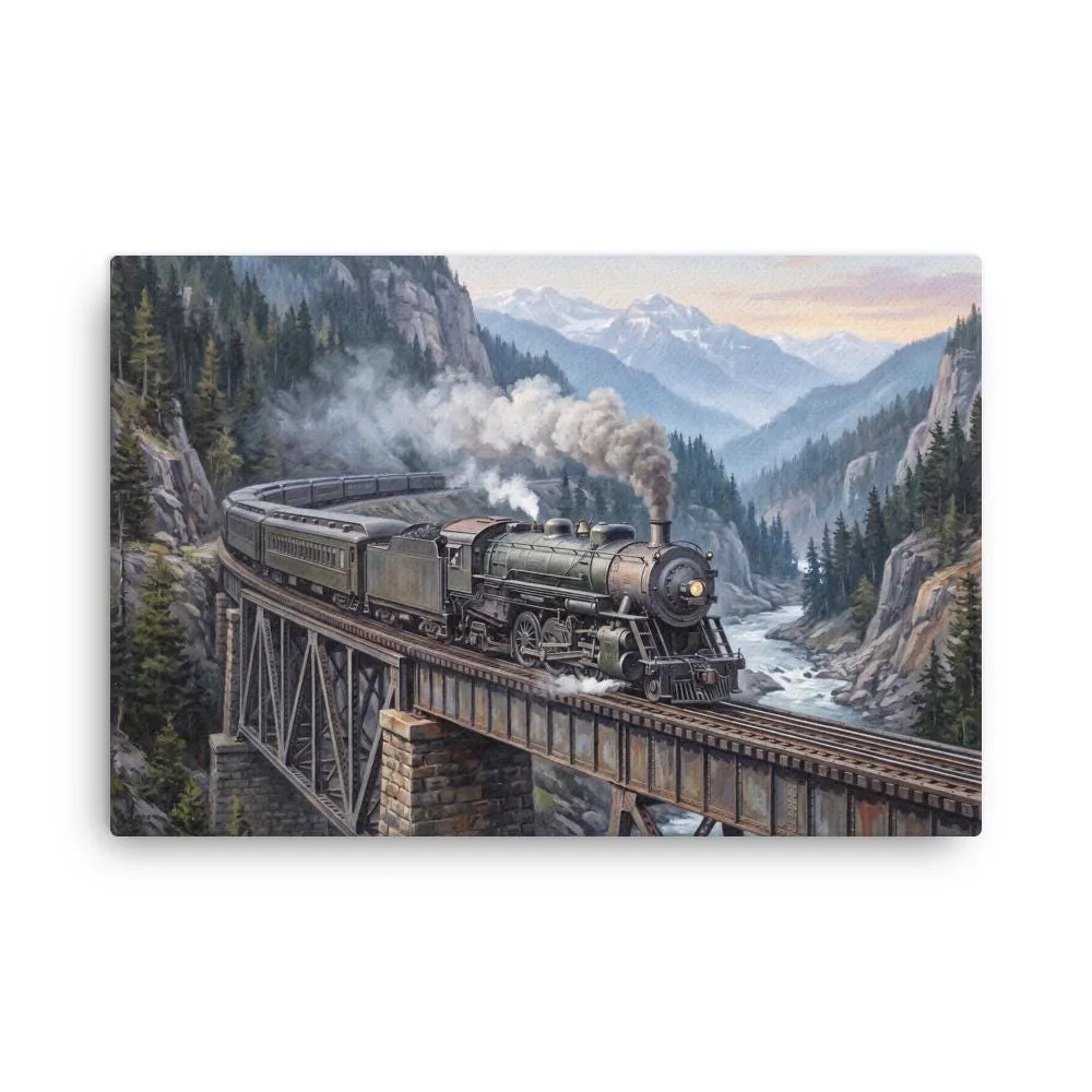 Vintage Steam Locomotive Train Thin Canvas: Train Lover Gift Wall Art