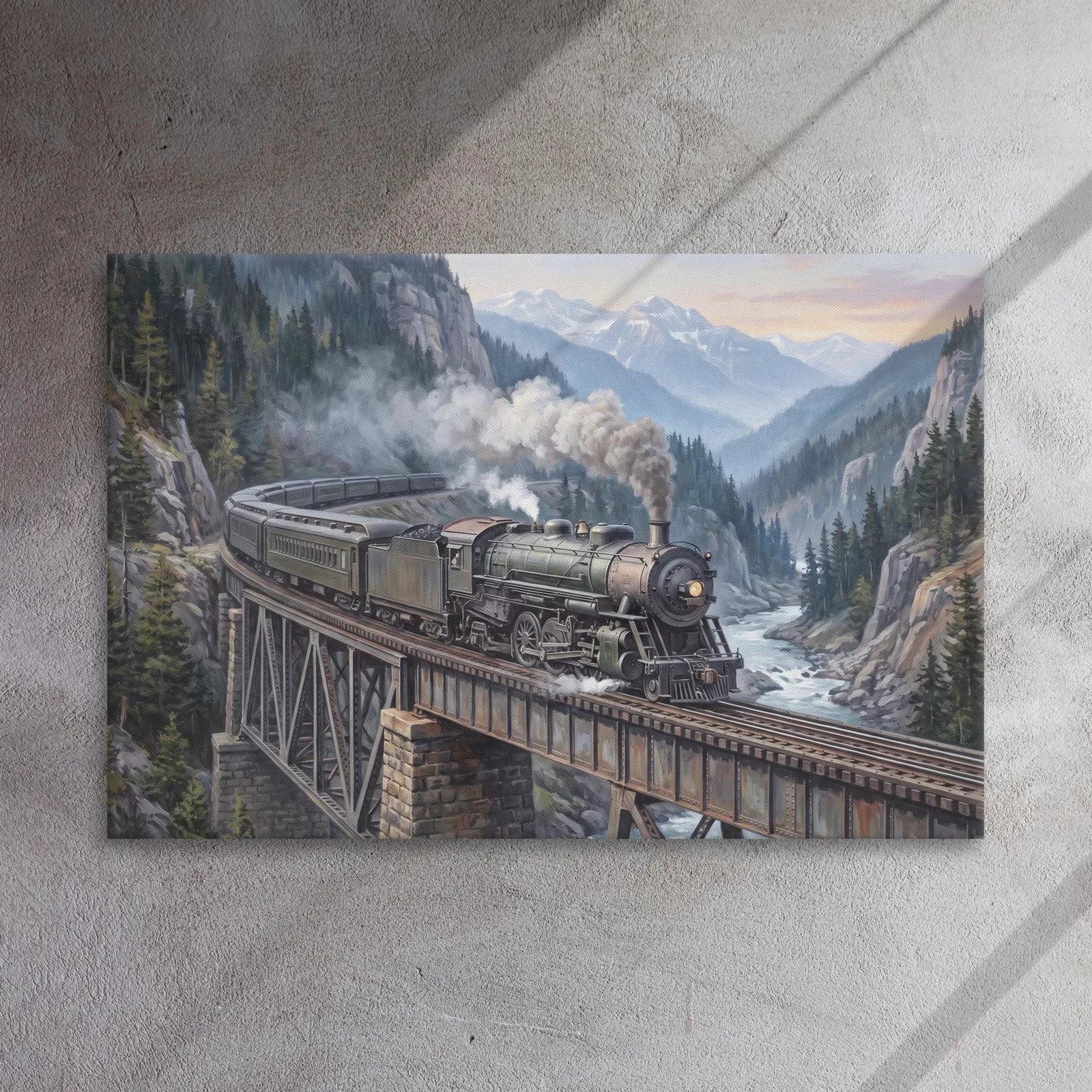 Vintage Steam Locomotive Train Thin Canvas: Train Lover Gift Wall Art, photo 3