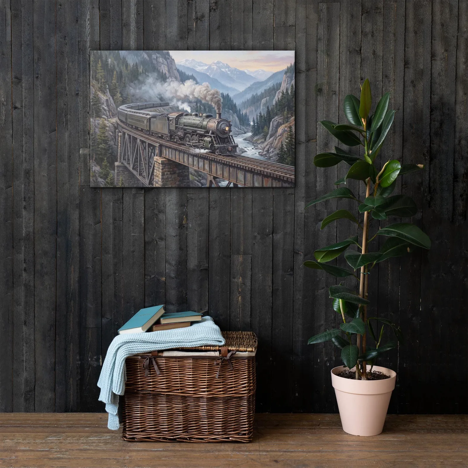 Vintage Steam Locomotive Train Thin Canvas: Train Lover Gift Wall Art, photo 9