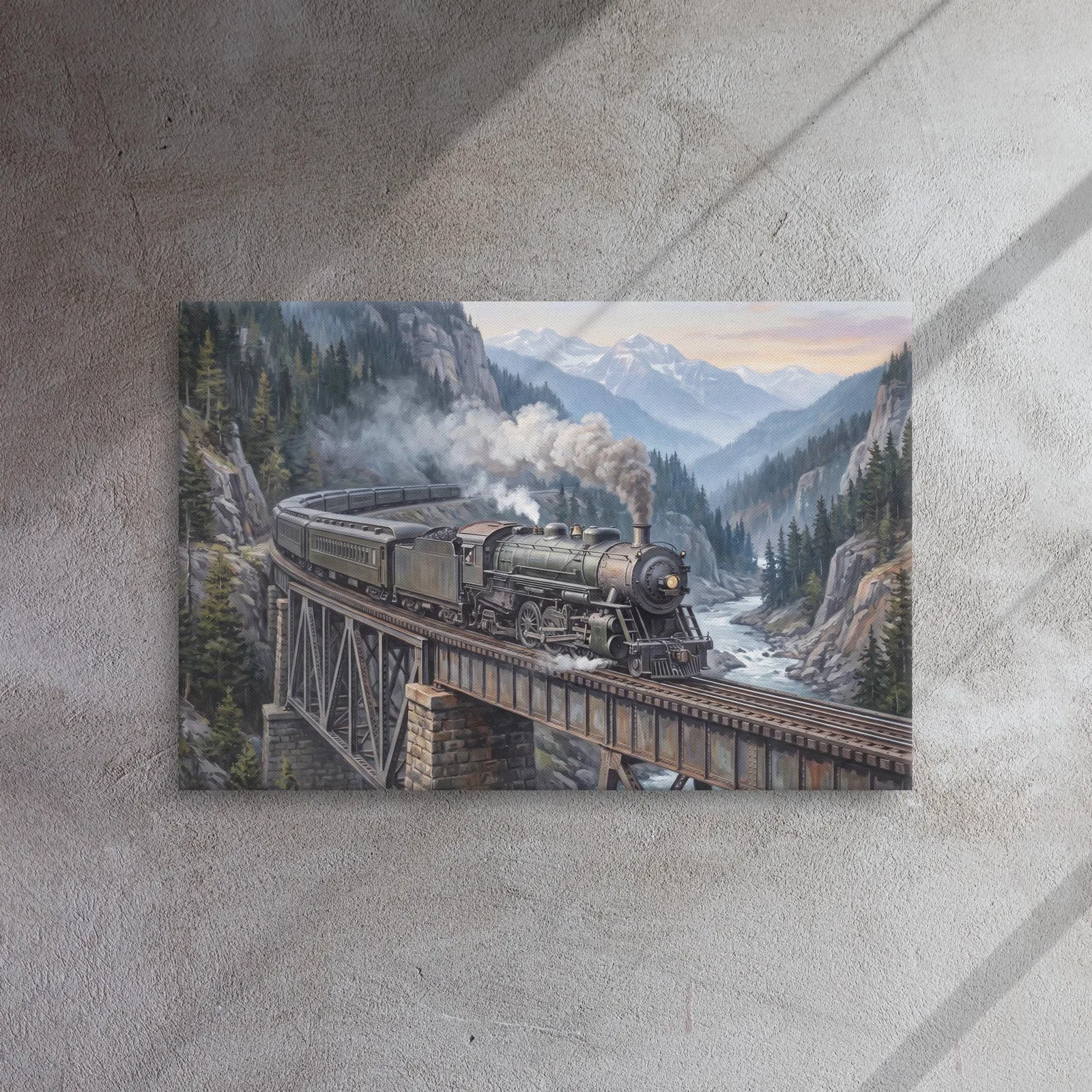 Vintage Steam Locomotive Train Thin Canvas: Train Lover Gift Wall Art, photo 2