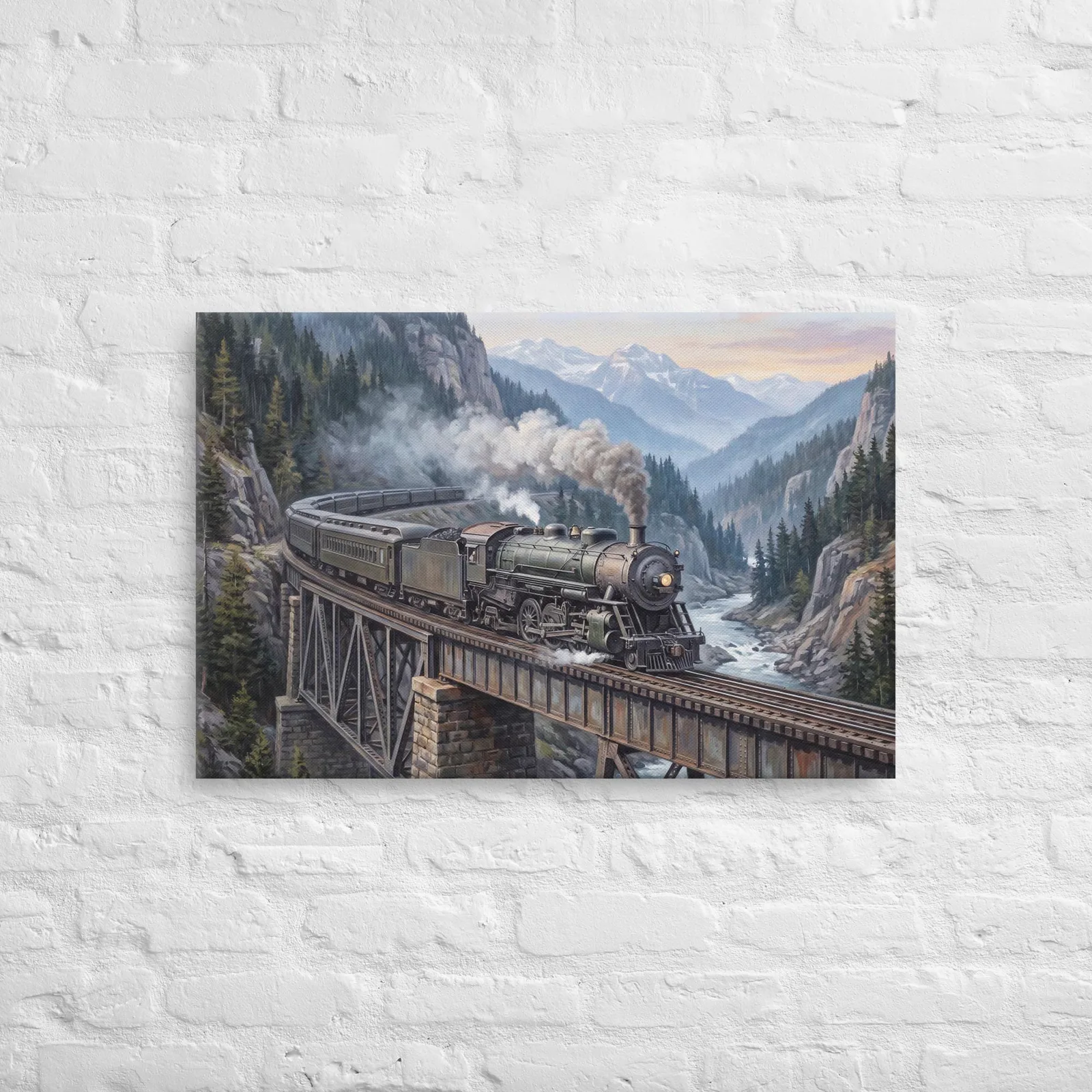 Vintage Steam Locomotive Train Thin Canvas: Train Lover Gift Wall Art, photo 6