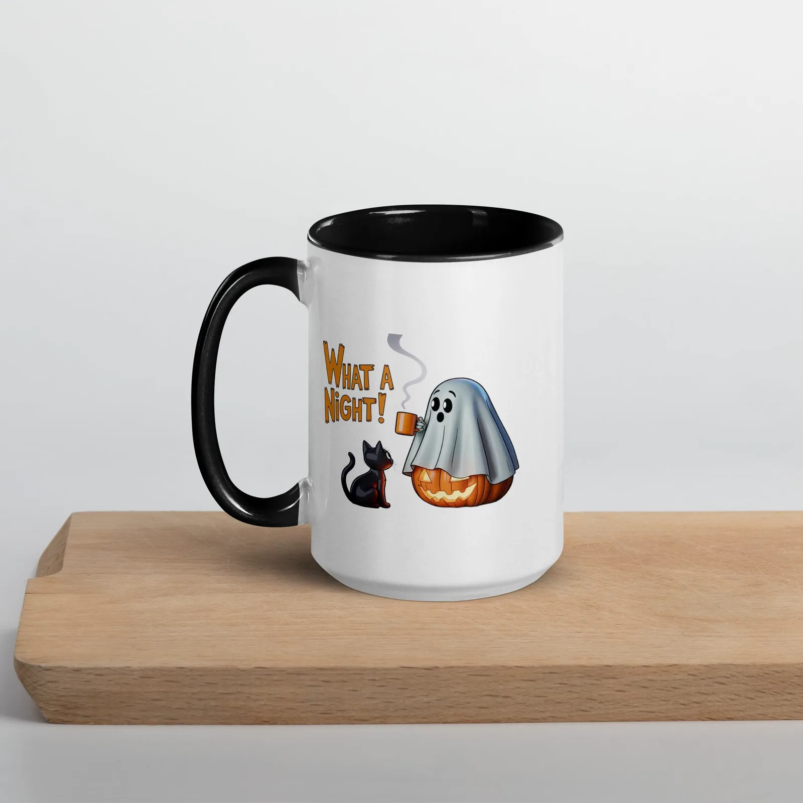 What a Night! Ghost & Cat Coffee Mug: Halloween Kitchen Decor, photo 7