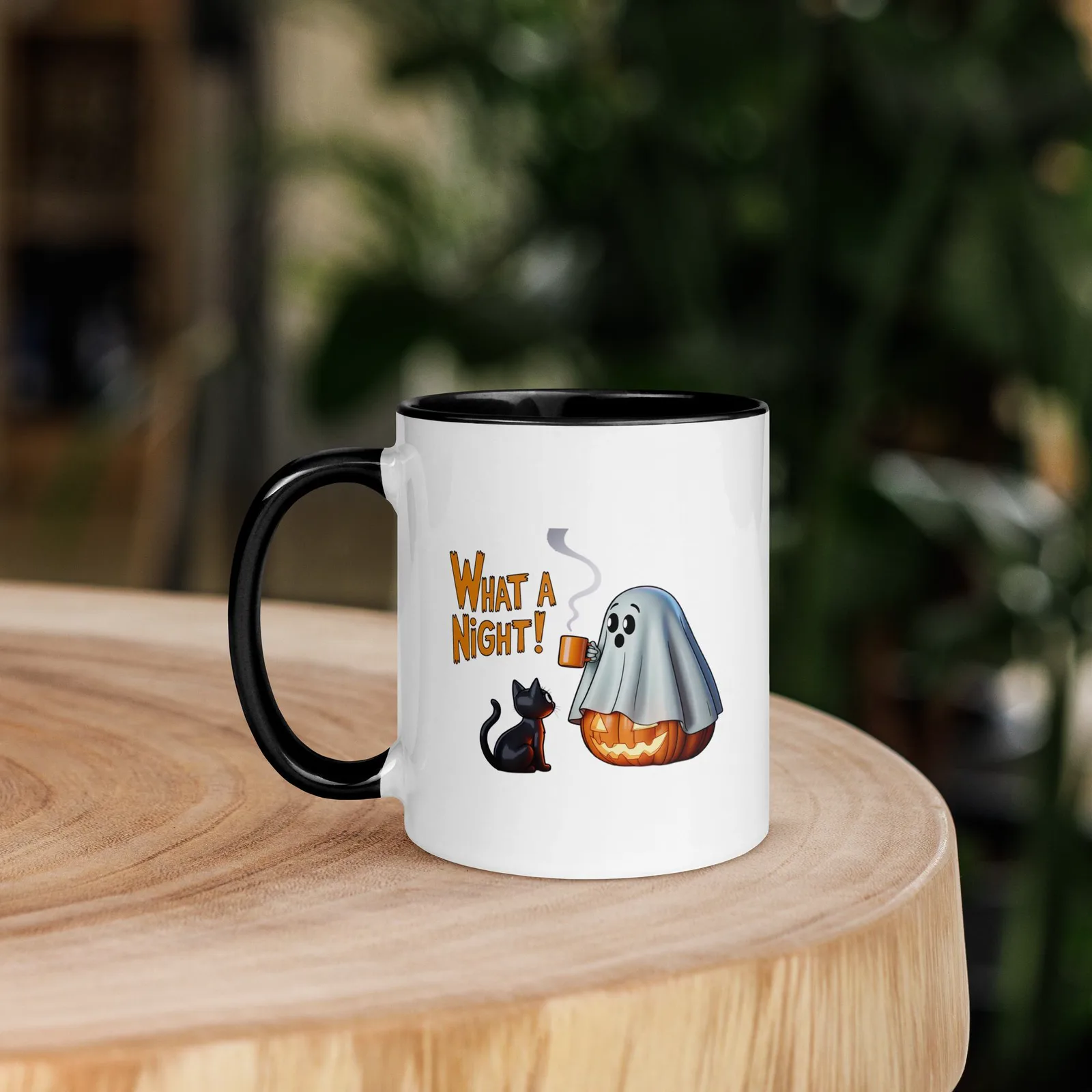 What a Night! Ghost & Cat Coffee Mug: Halloween Kitchen Decor, photo 5