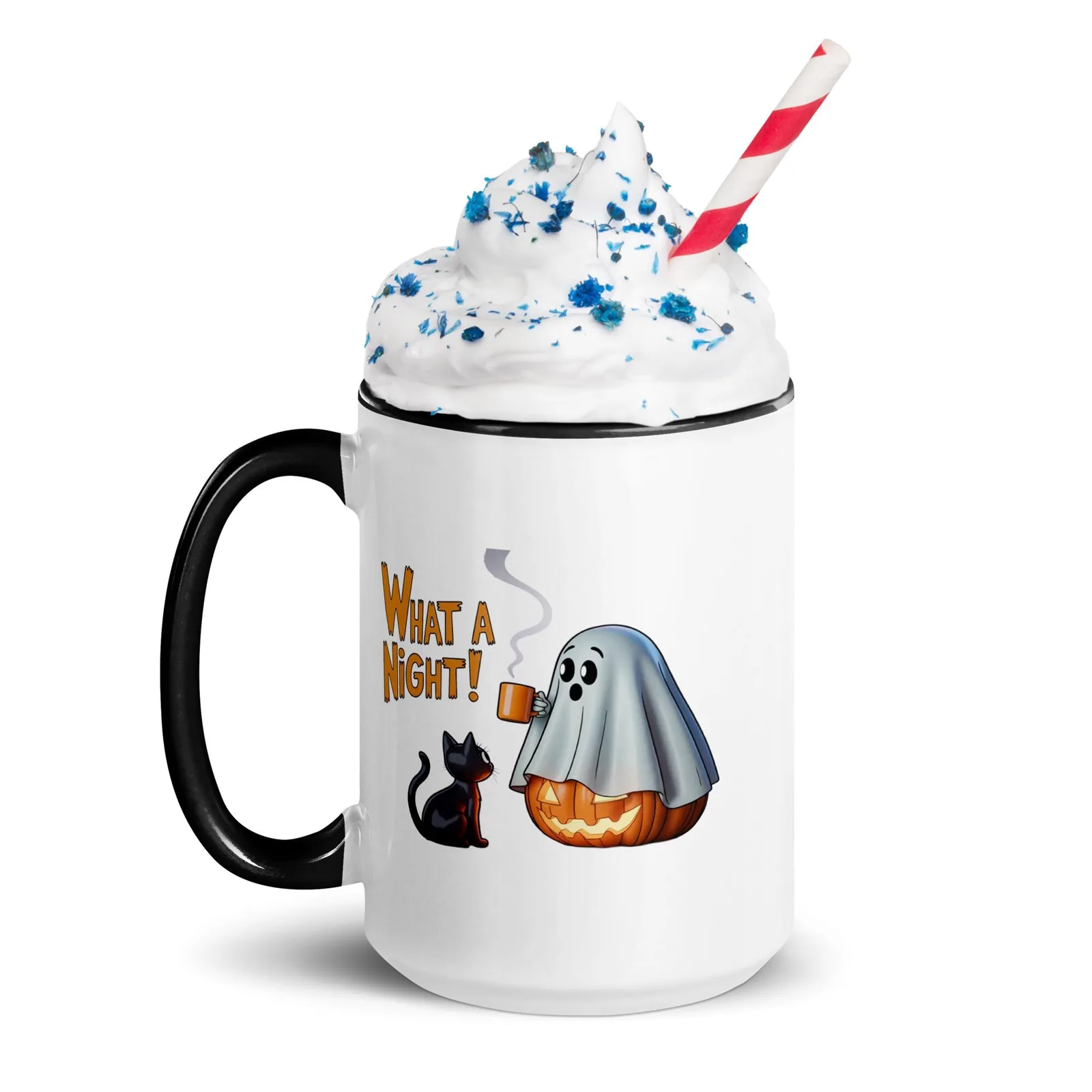 What a Night! Ghost & Cat Coffee Mug: Halloween Kitchen Decor, photo 8