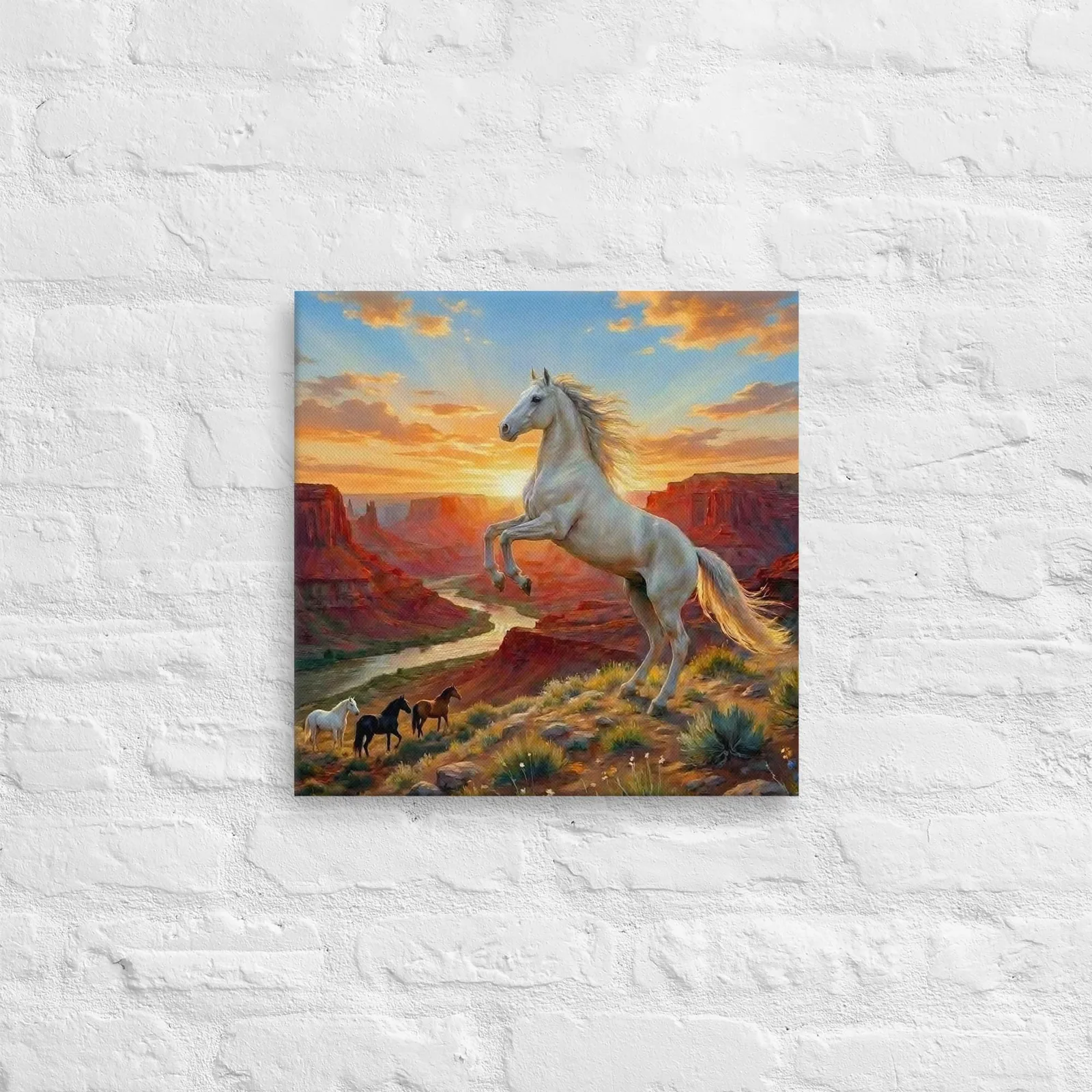 White Horse Canvas Print: Red Canyon Sunset, Western Decor, photo 6