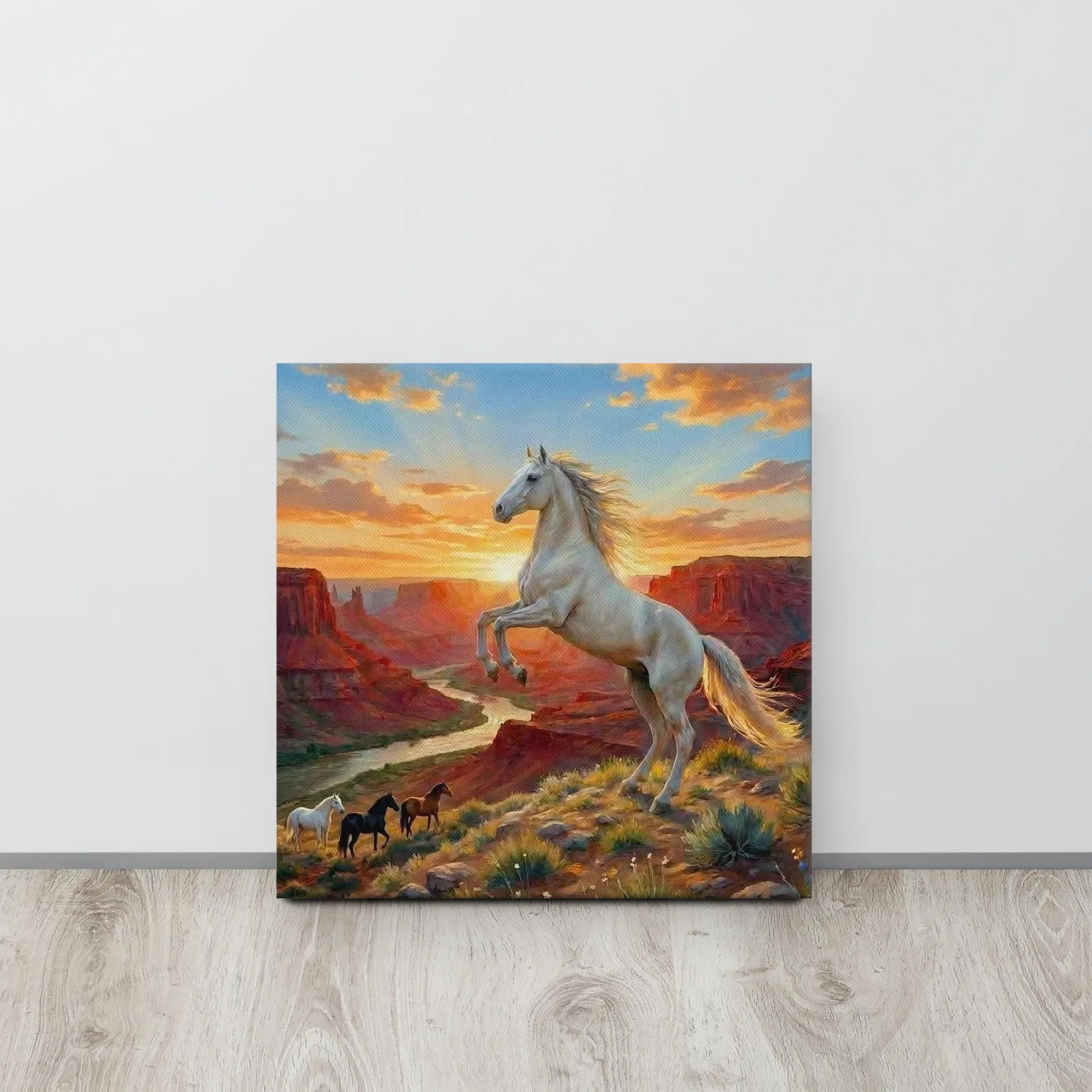 White Horse Canvas Print: Red Canyon Sunset, Western Decor, photo 7