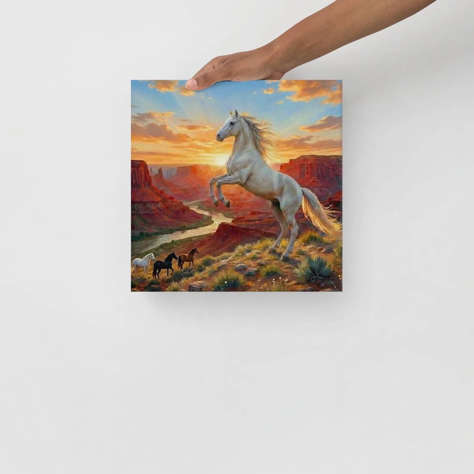 White Horse Canvas Print: Red Canyon Sunset, Western Decor, photo 2
