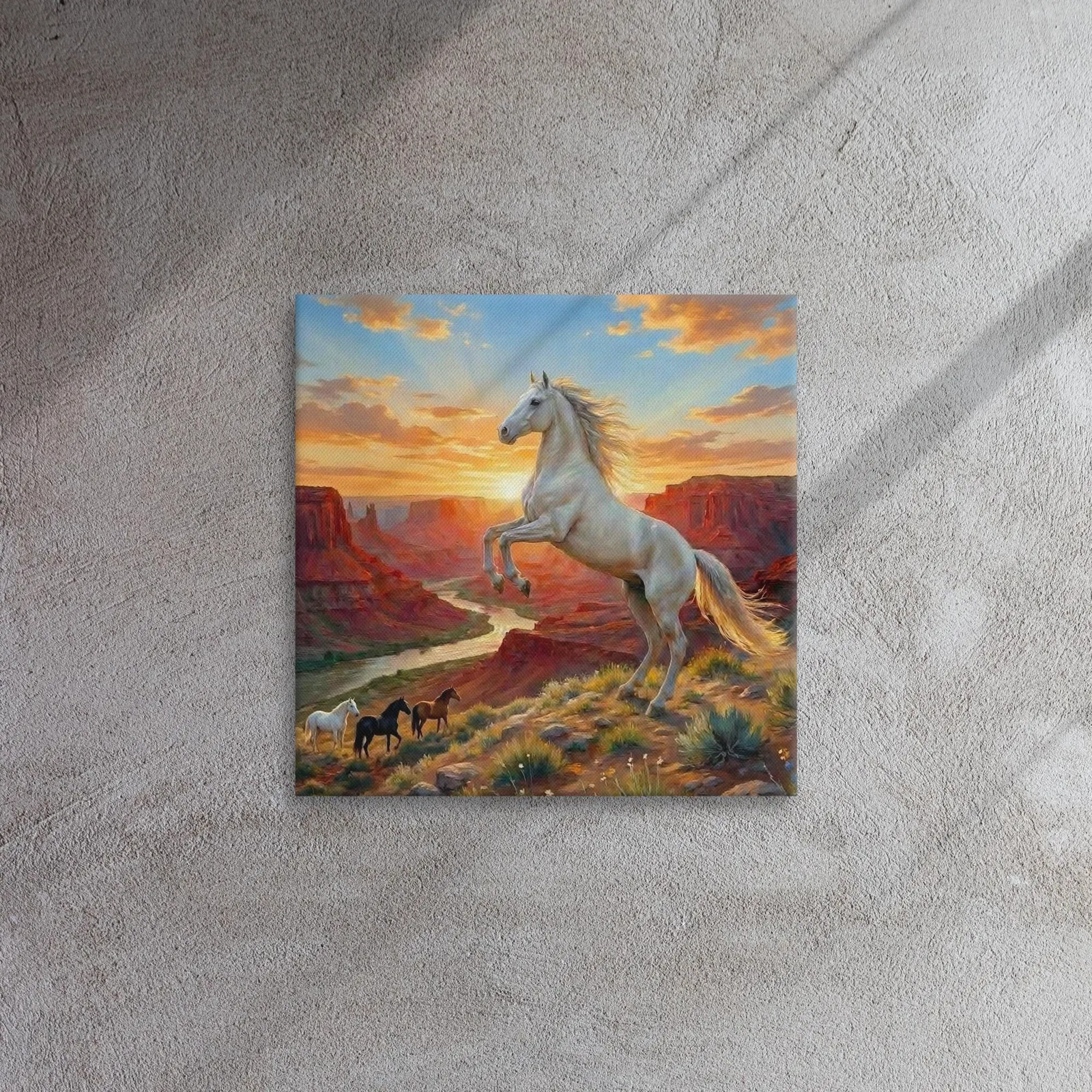 White Horse Canvas Print: Red Canyon Sunset, Western Decor, photo 4