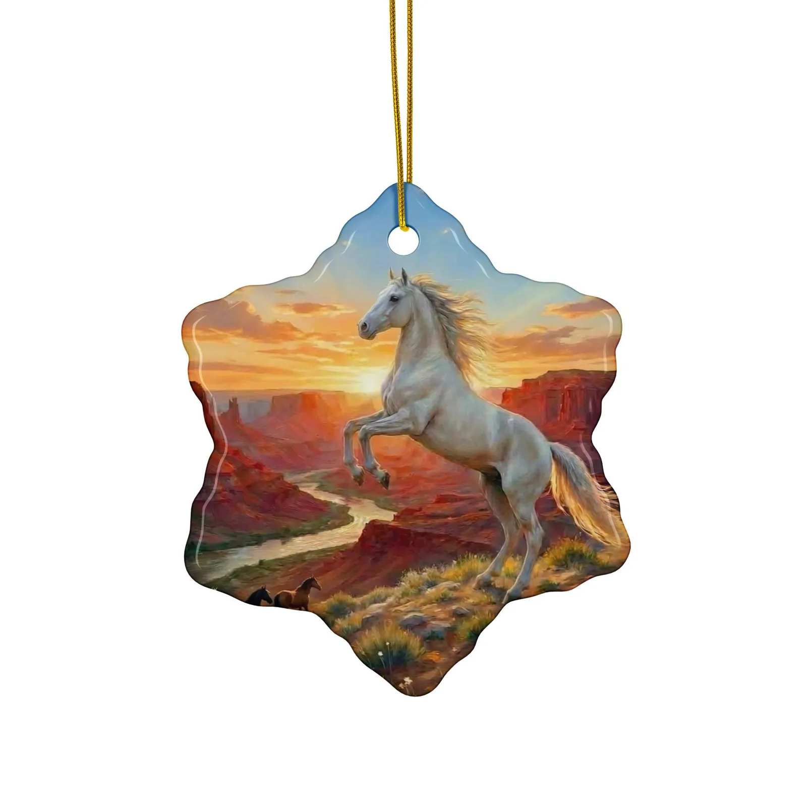 White Horse Canyon Ornament: Western Christmas Decor