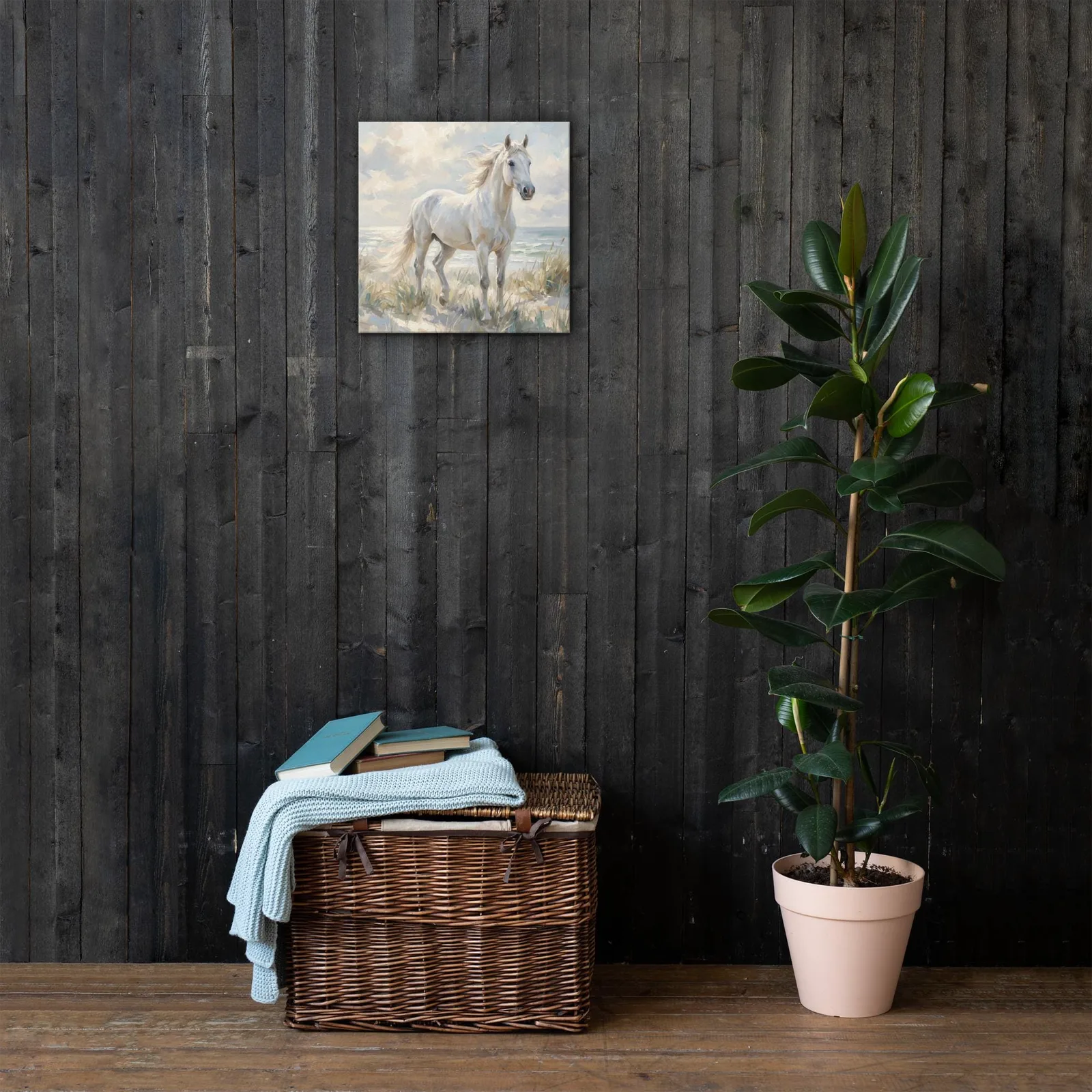 White Horse Thin Canvas: Horse Lover Gift Wall Art, photo 9