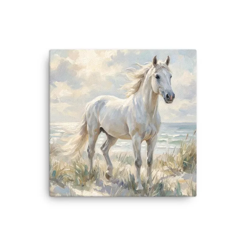 White Horse Thin Canvas: Horse Lover Gift Wall Art