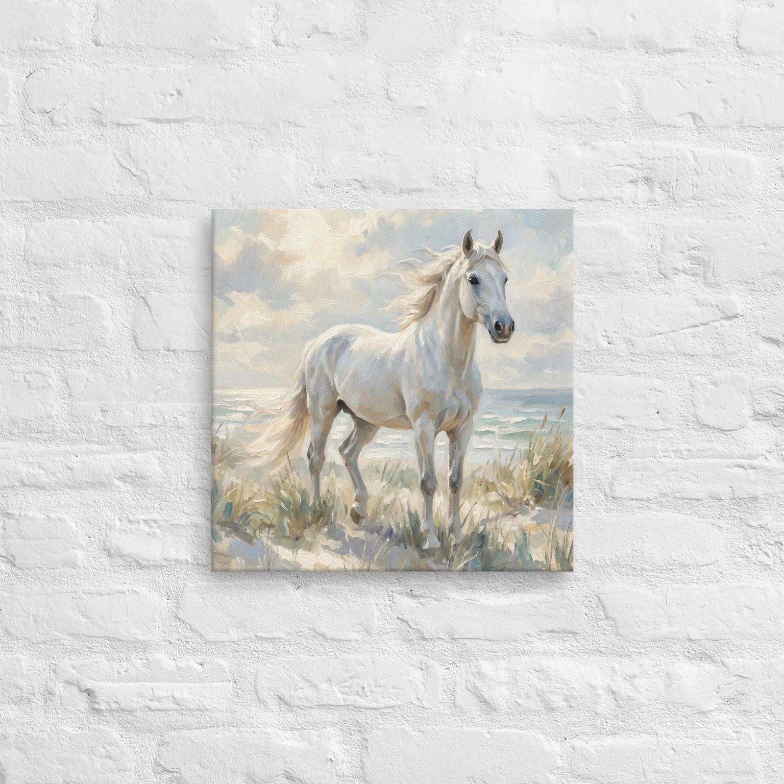 White Horse Thin Canvas: Horse Lover Gift Wall Art, photo 5