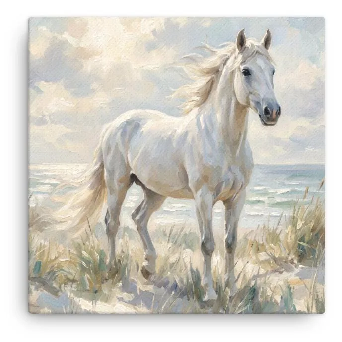 White Horse Thin Canvas: Horse Lover Gift Wall Art