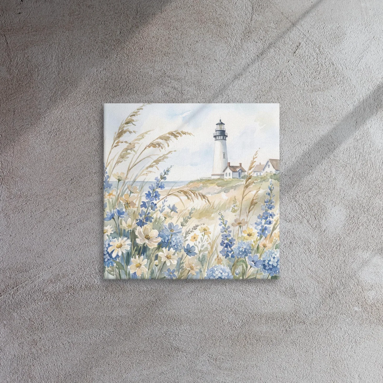 White Lighthouse Thin Canvas: Coastal Blue hydrangea Beach Decor Wall Art, photo 7