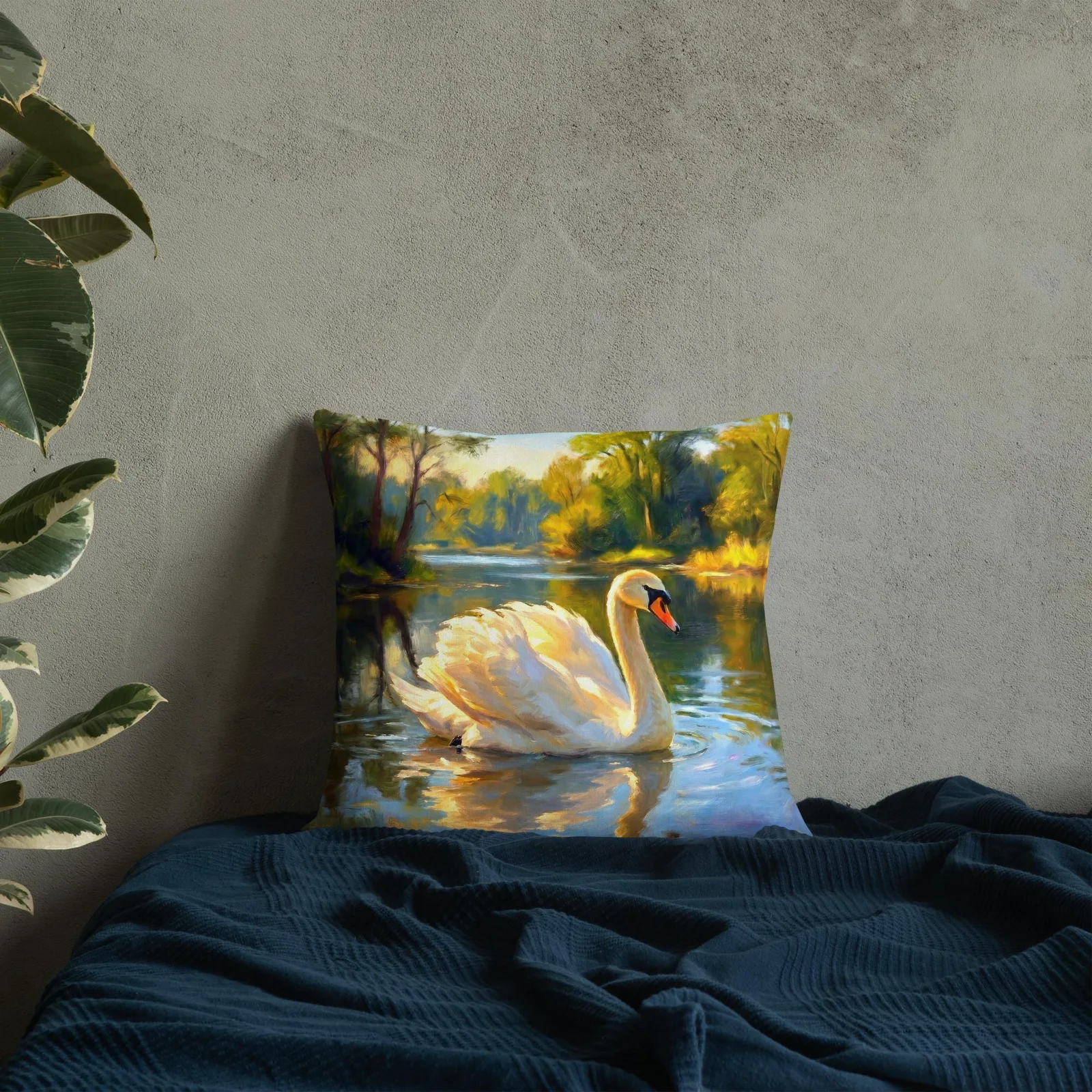 White Swan Throw Pillow: Forever Chic Nature Cushion, photo 2