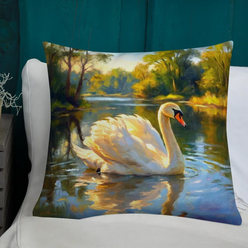 White Swan Throw Pillow: Forever Chic Nature Cushion