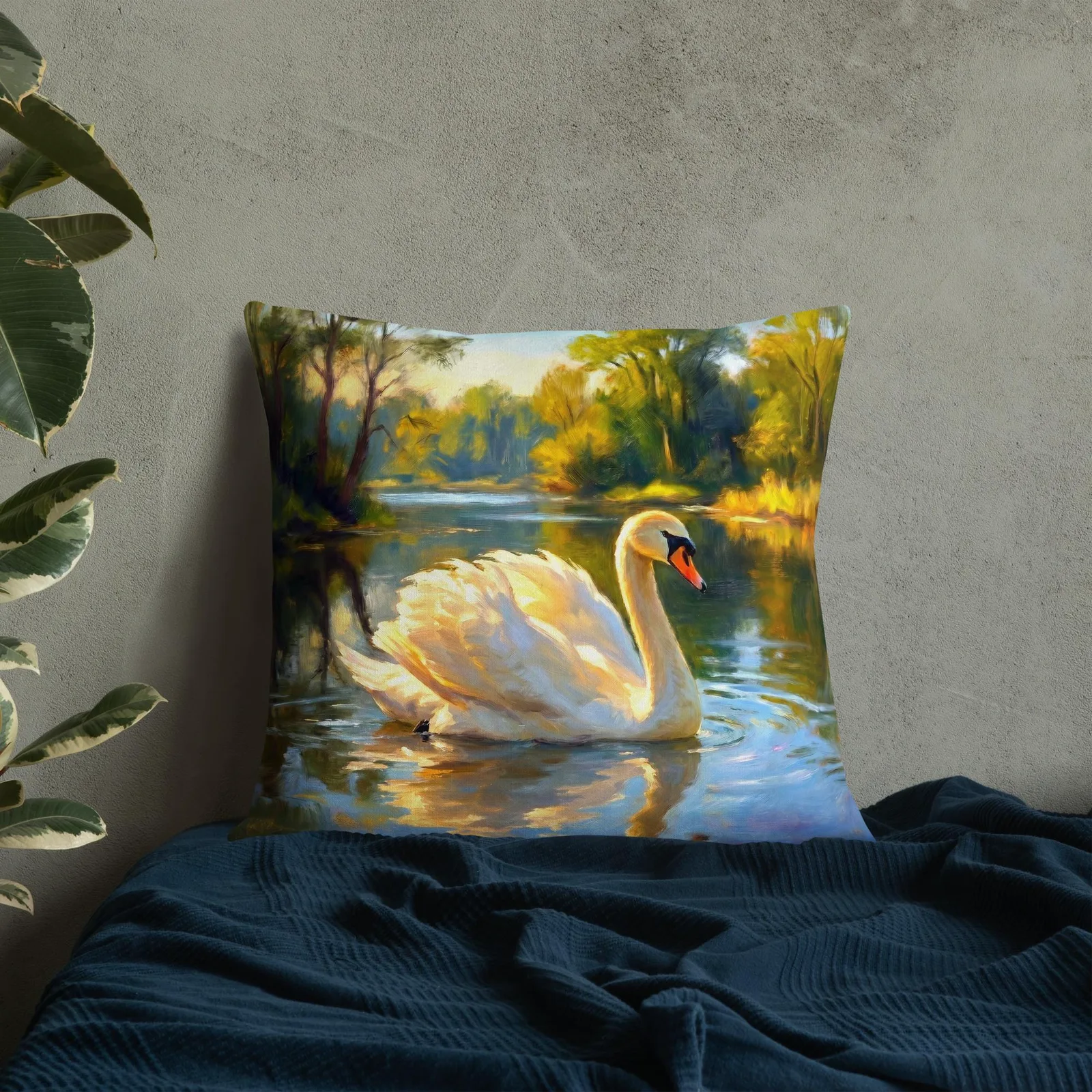 White Swan Throw Pillow: Forever Chic Nature Cushion, photo 3