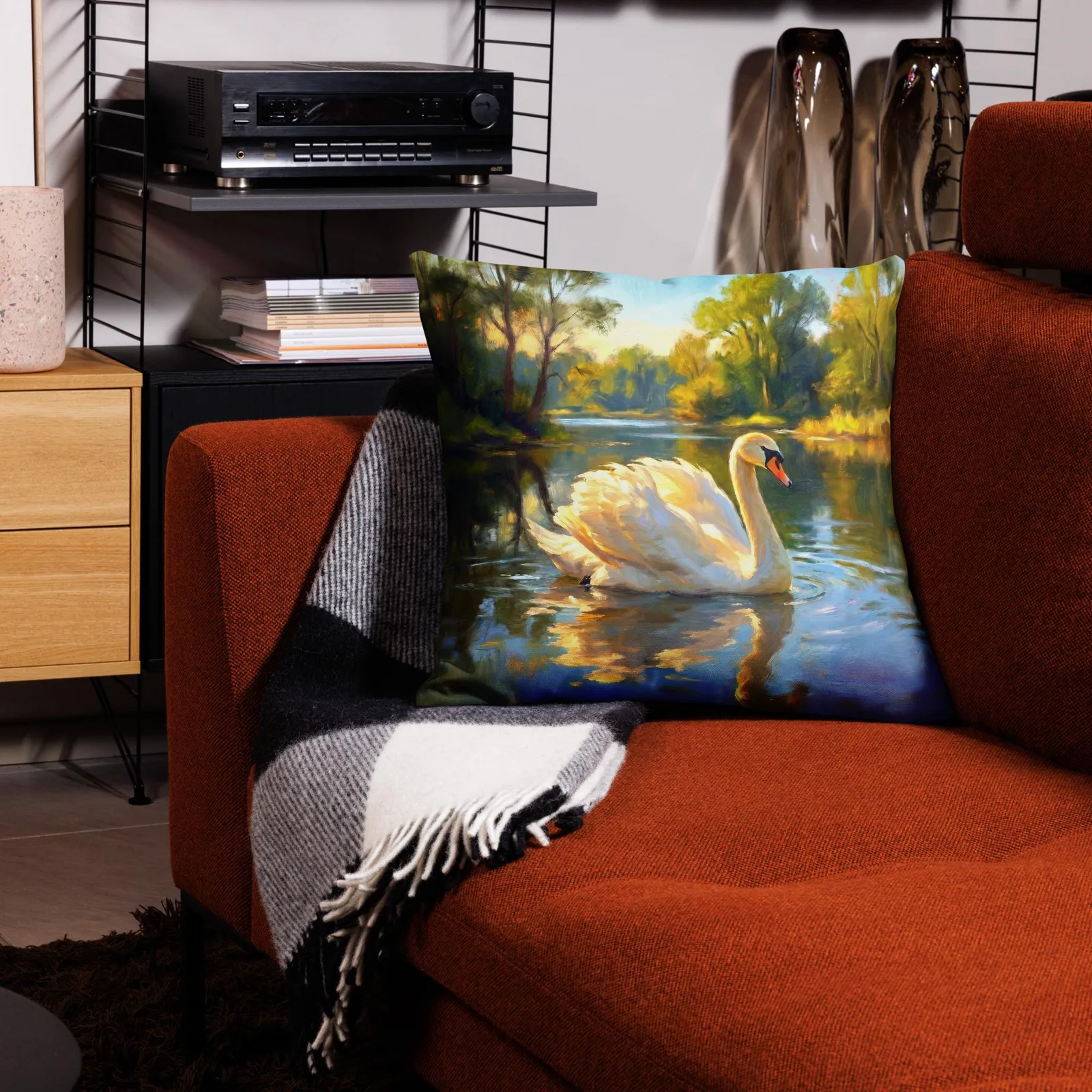 White Swan Throw Pillow: Forever Chic Nature Cushion, photo 9
