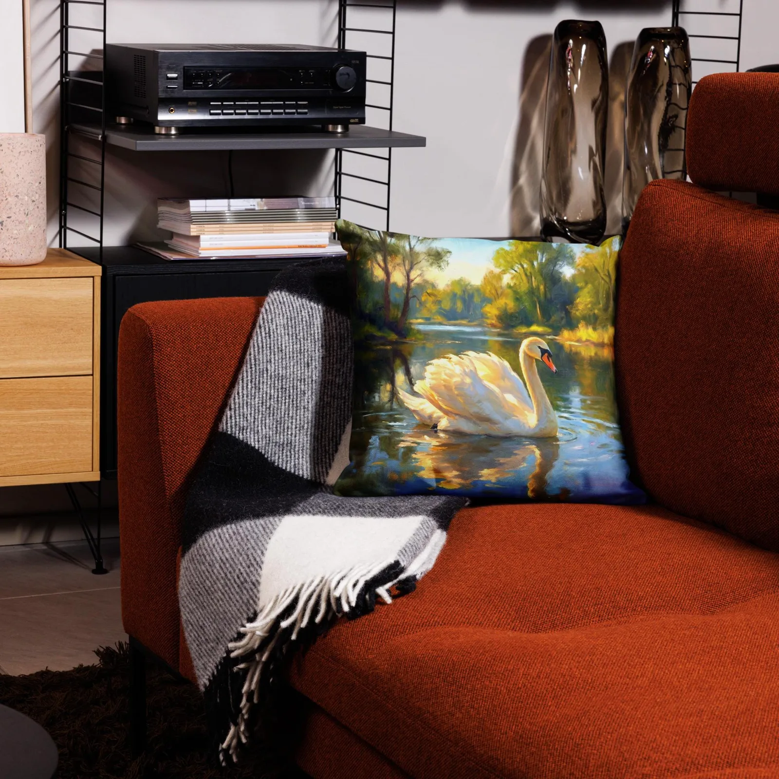 White Swan Throw Pillow: Forever Chic Nature Cushion, photo 8