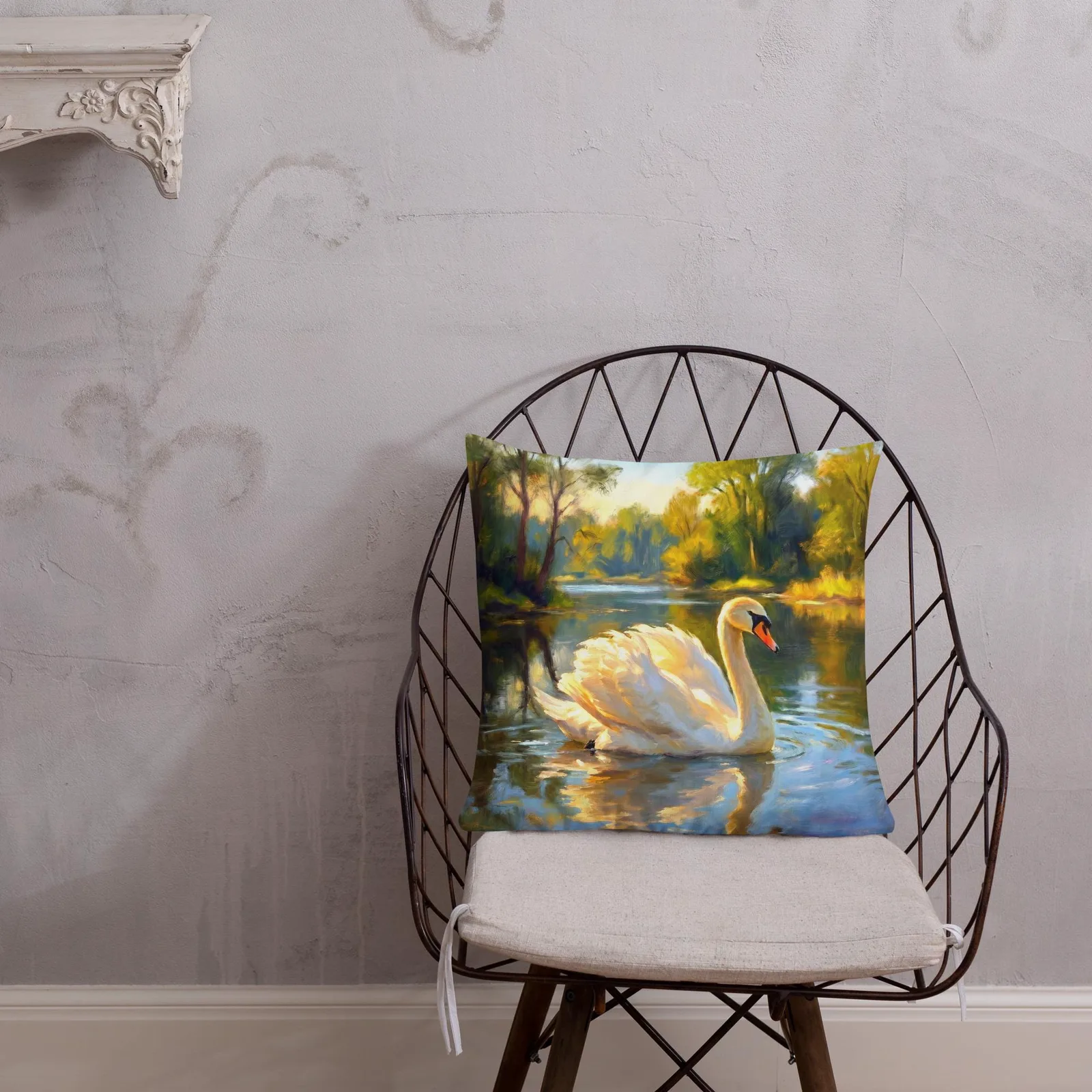 White Swan Throw Pillow: Forever Chic Nature Cushion, photo 4