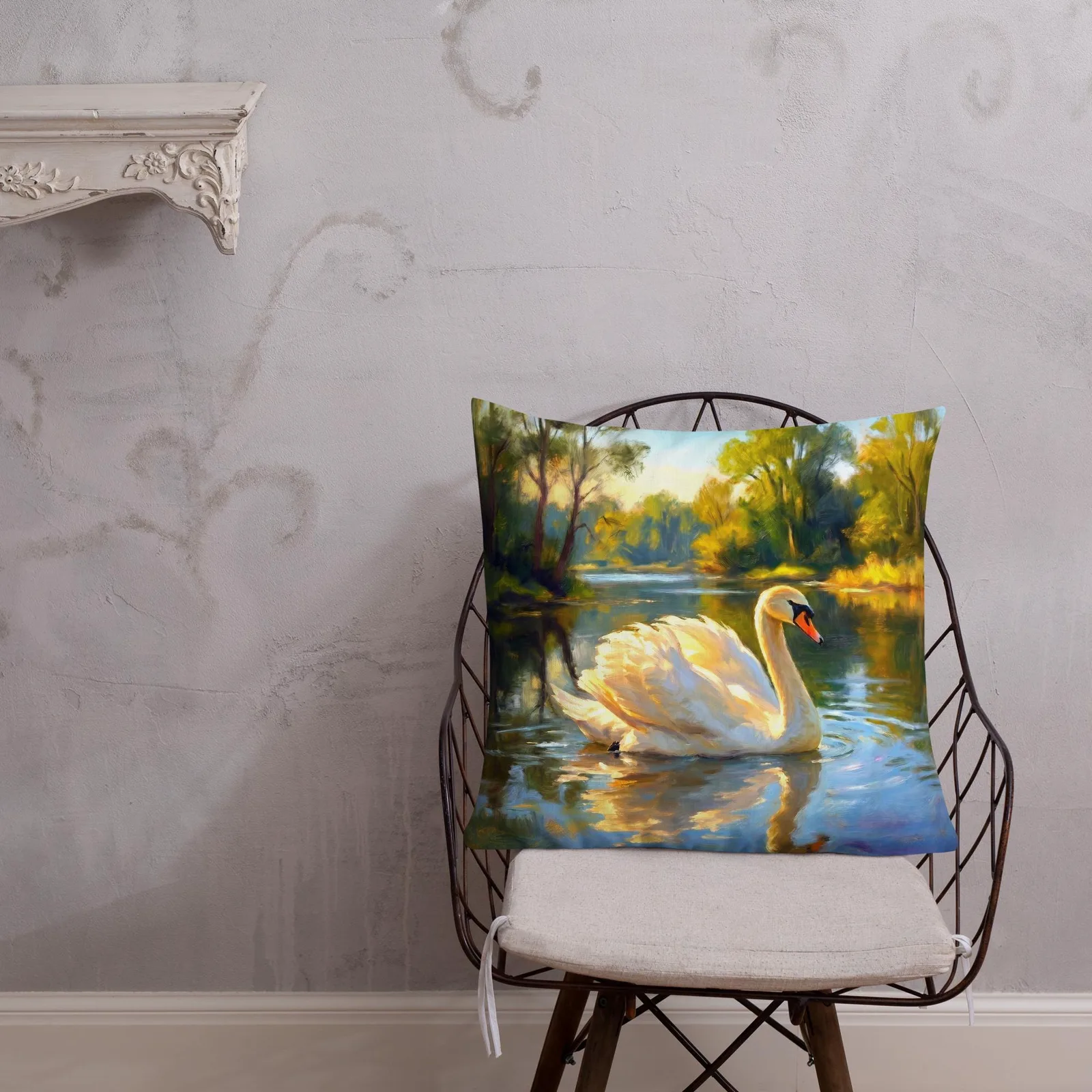White Swan Throw Pillow: Forever Chic Nature Cushion, photo 5