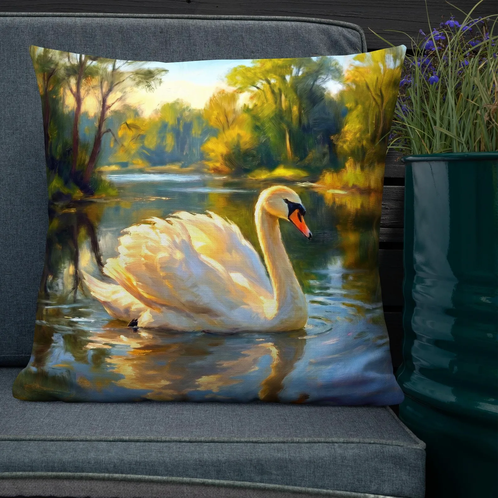 White Swan Throw Pillow: Forever Chic Nature Cushion, photo 10