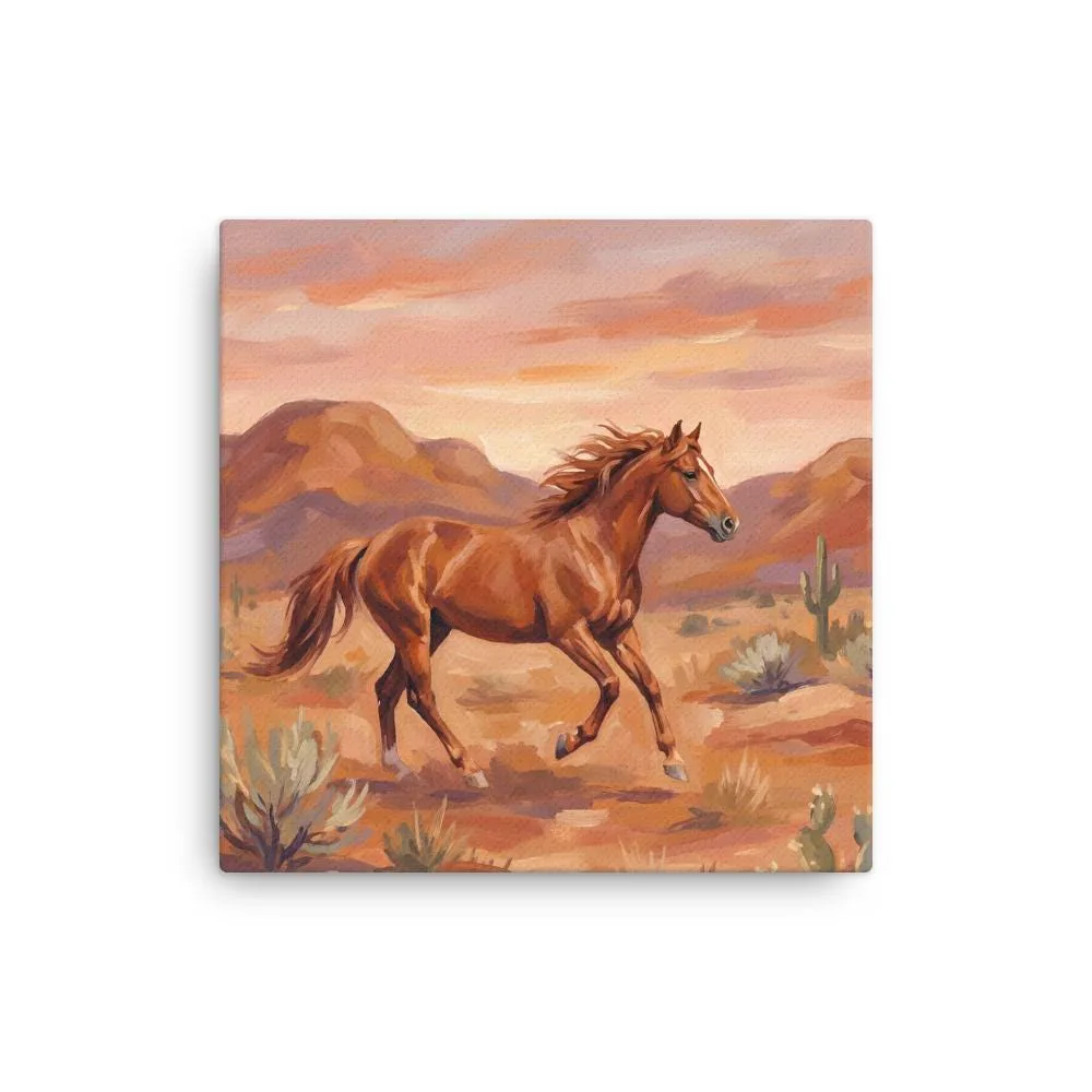 Wild Mustang Thin Canvas: Desert Horse Wall Art