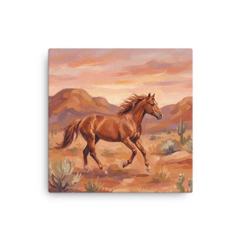 Wild Mustang Thin Canvas: Desert Horse Wall Art