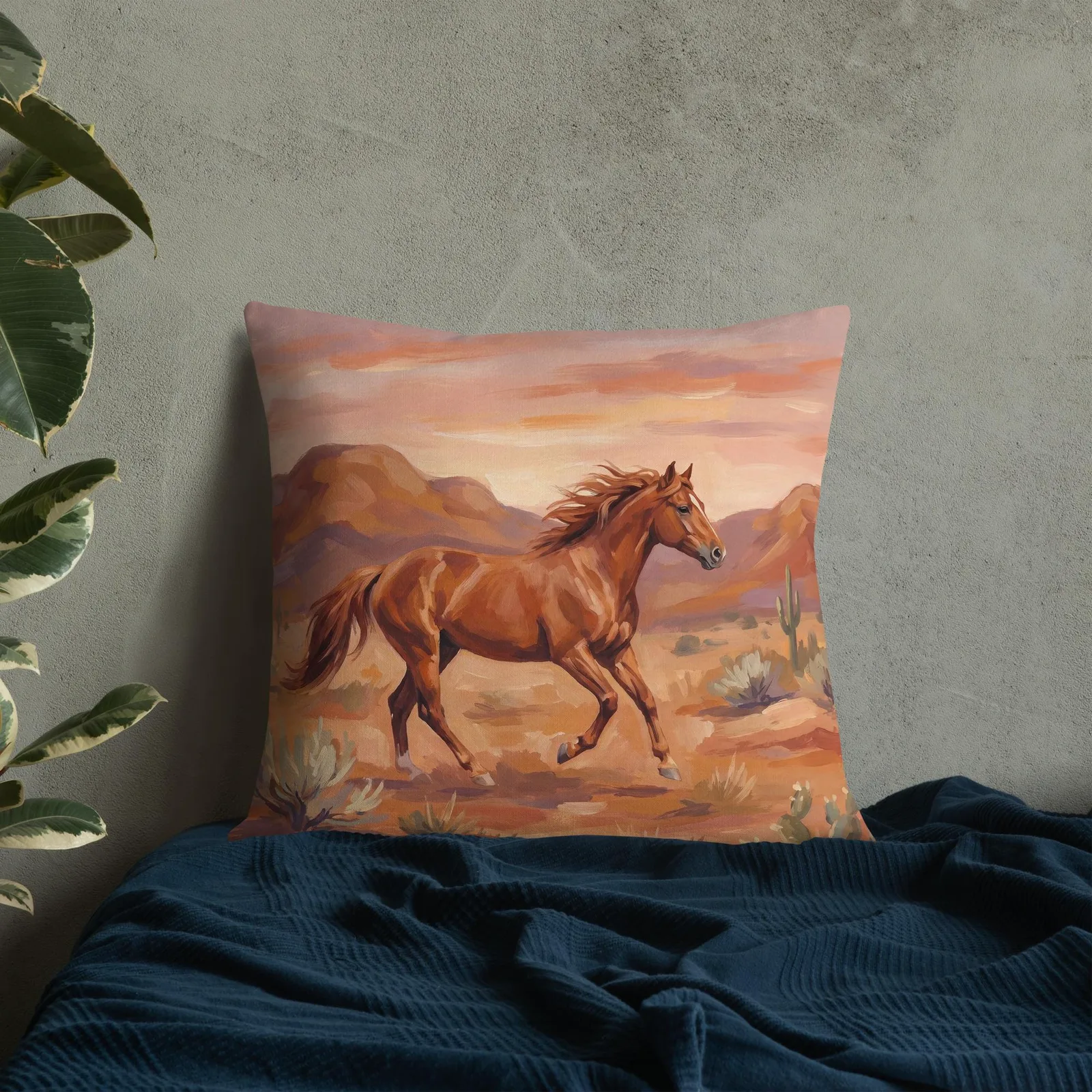 Wild Mustang Throw Pillow: Desert Sunset Western Decor Cushion, photo 3