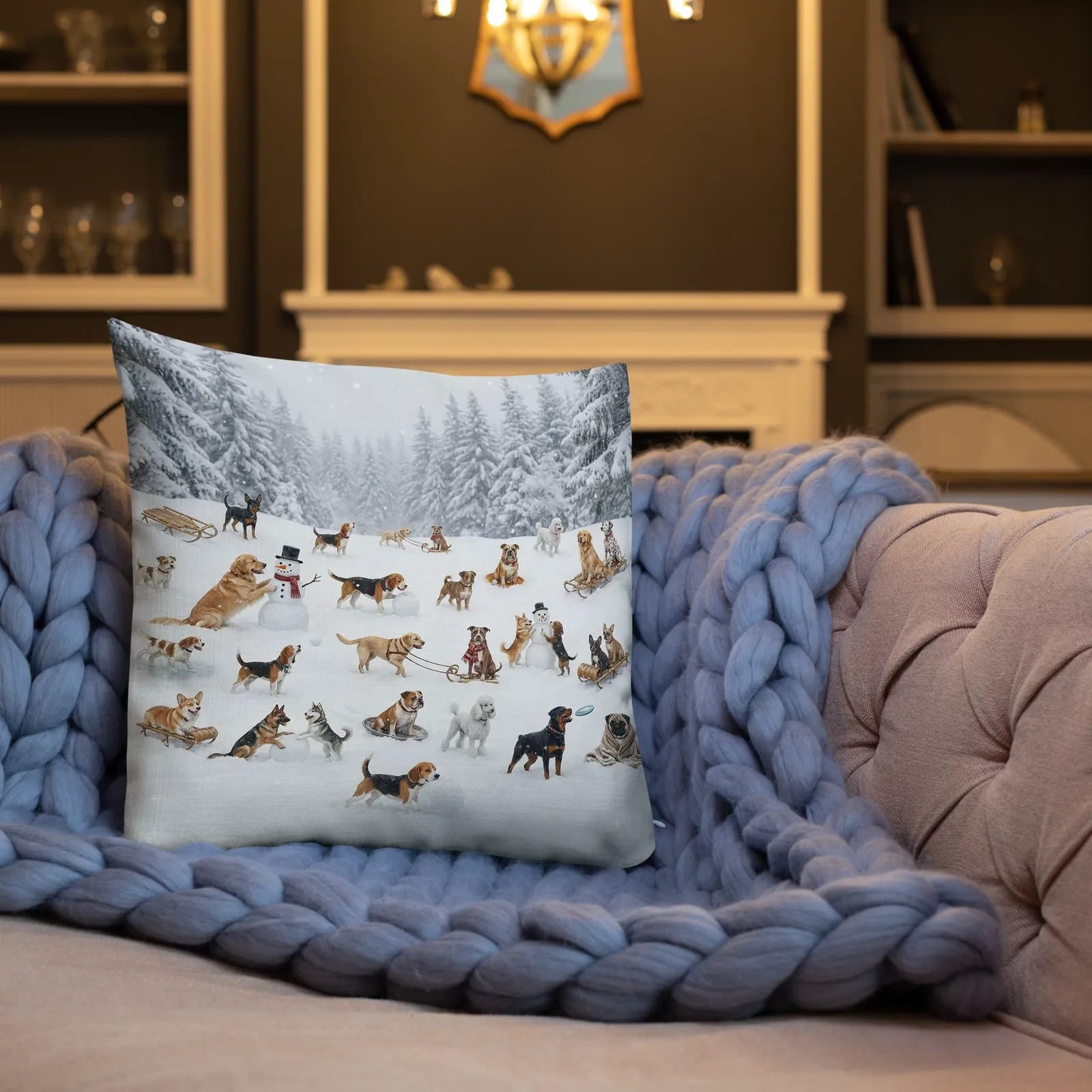 Winter Dogs Snow Day Throw Pillow: Cozy Home Decor, photo 7