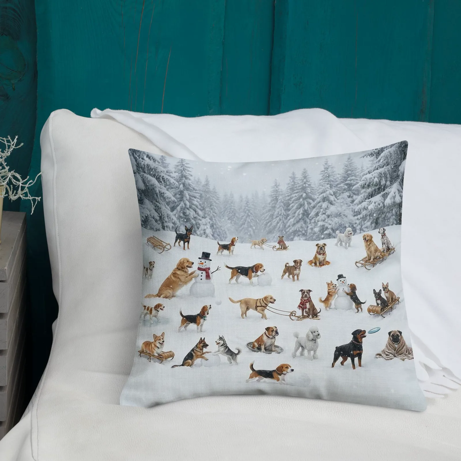 Winter Dogs Snow Day Throw Pillow: Cozy Home Decor, photo 8