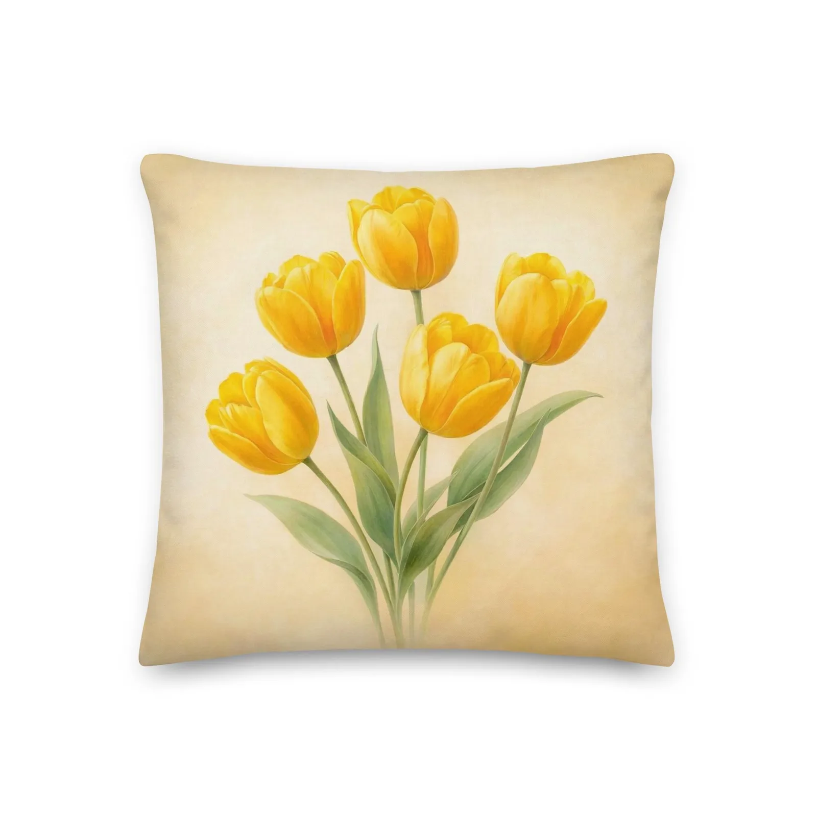 Yellow Tulip Throw Pillow: Spring Sunshine Floral Decor, photo 3