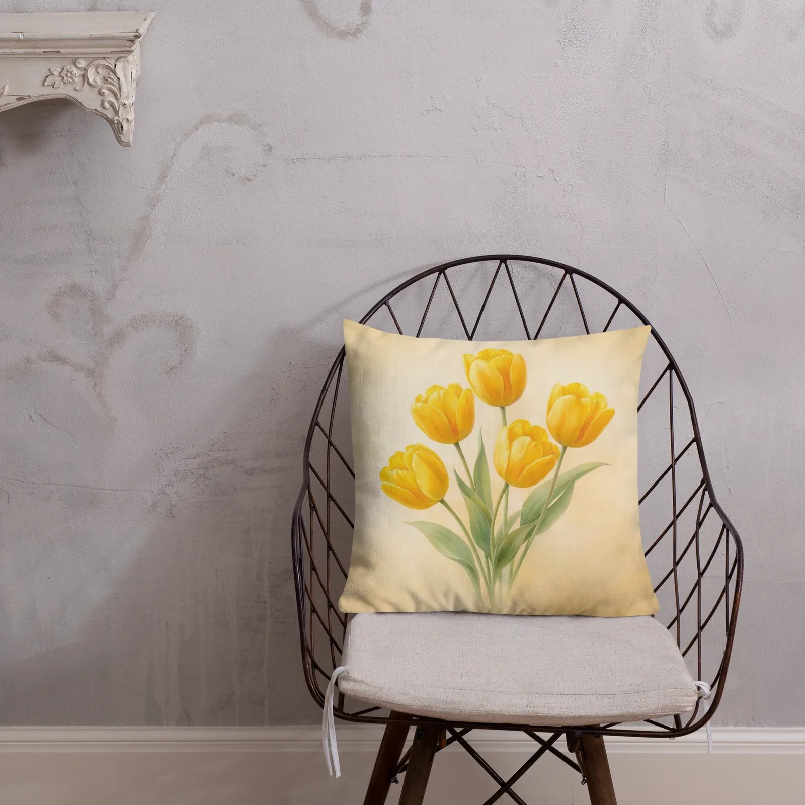 Yellow Tulip Throw Pillow: Spring Sunshine Floral Decor, photo 10