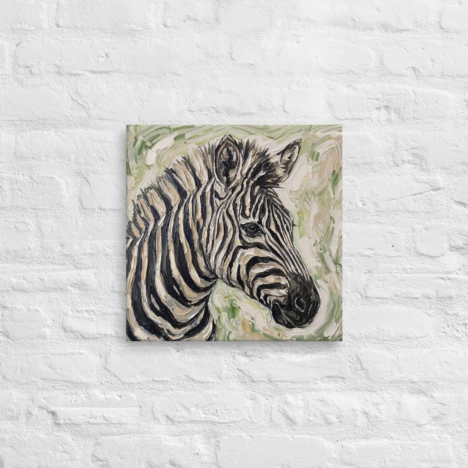 Zebra Thin Canvas: Impasto Safari Animal Wall Art, photo 3