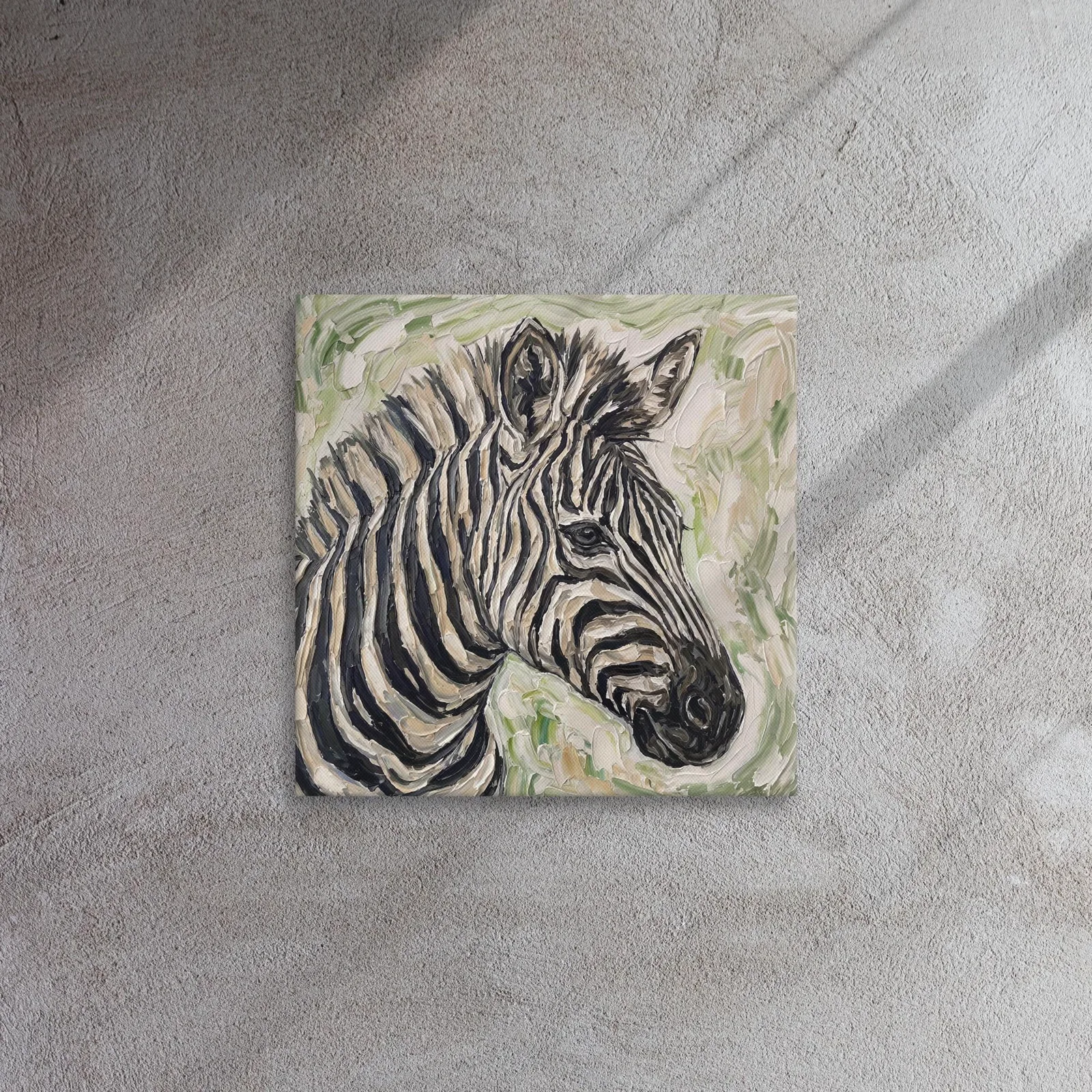 Zebra Thin Canvas: Impasto Safari Animal Wall Art, photo 7