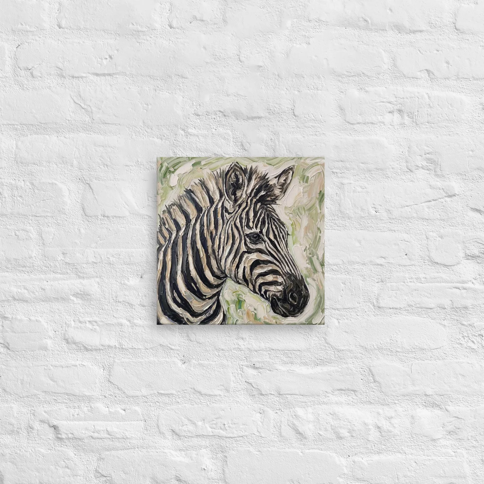 Zebra Thin Canvas: Impasto Safari Animal Wall Art, photo 2