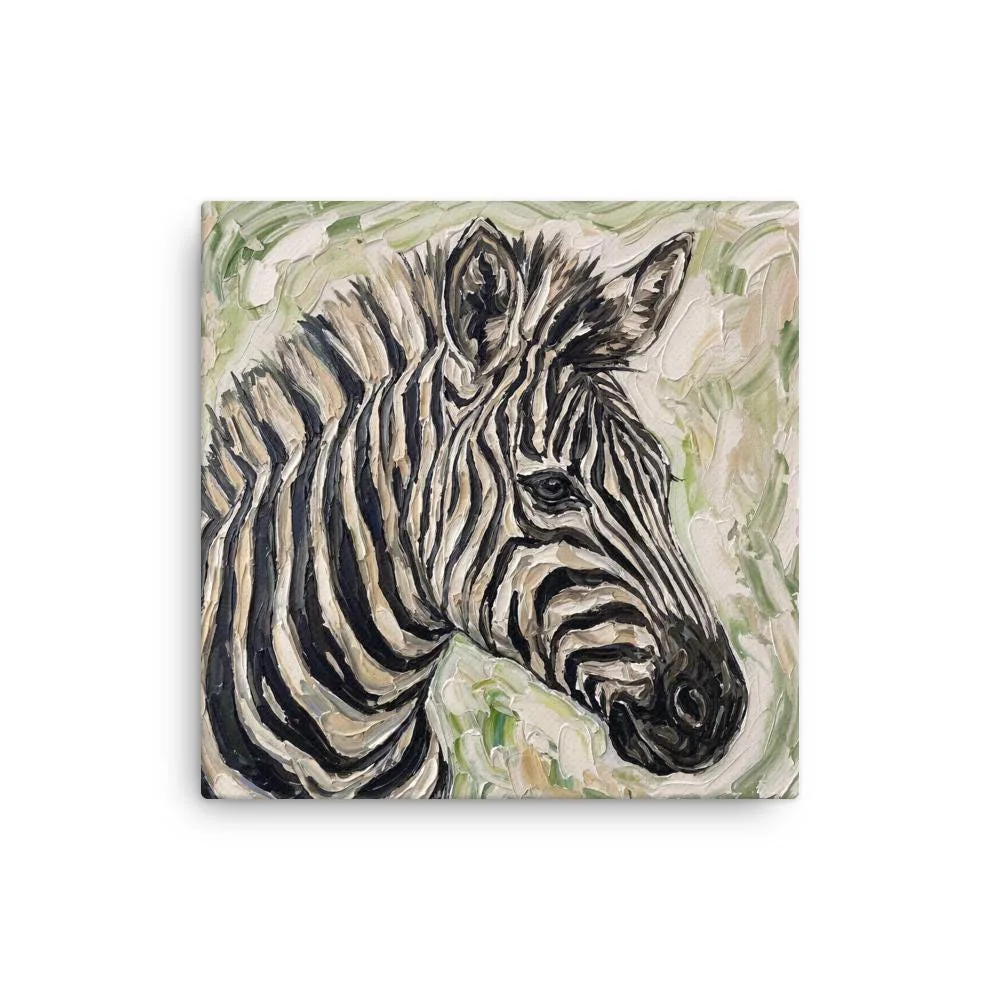 Zebra Thin Canvas: Impasto Safari Animal Wall Art