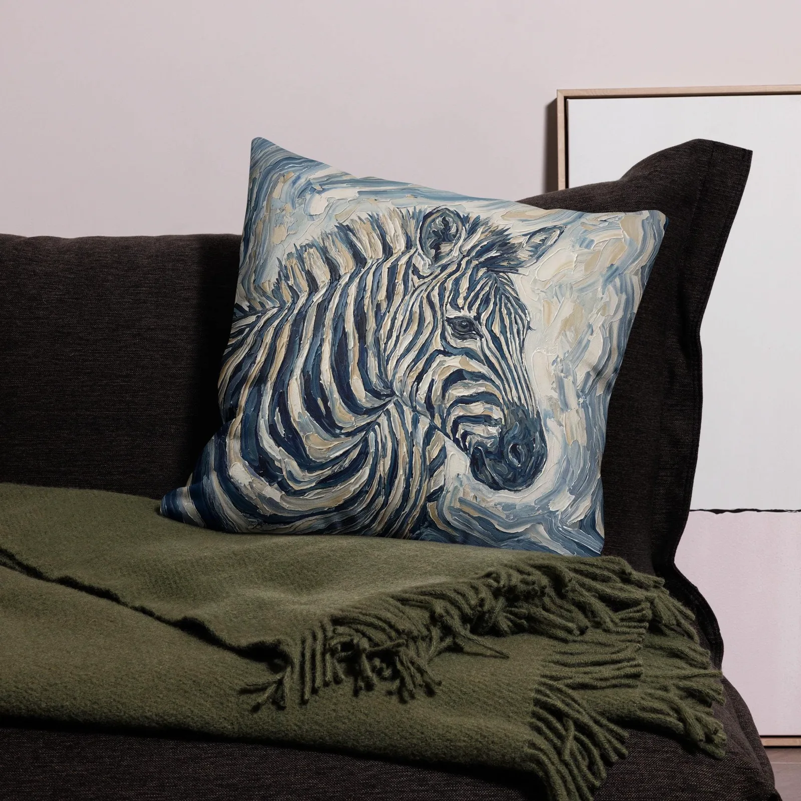 Zebra Throw pillow: Impasto wildlife Cushion, photo 3