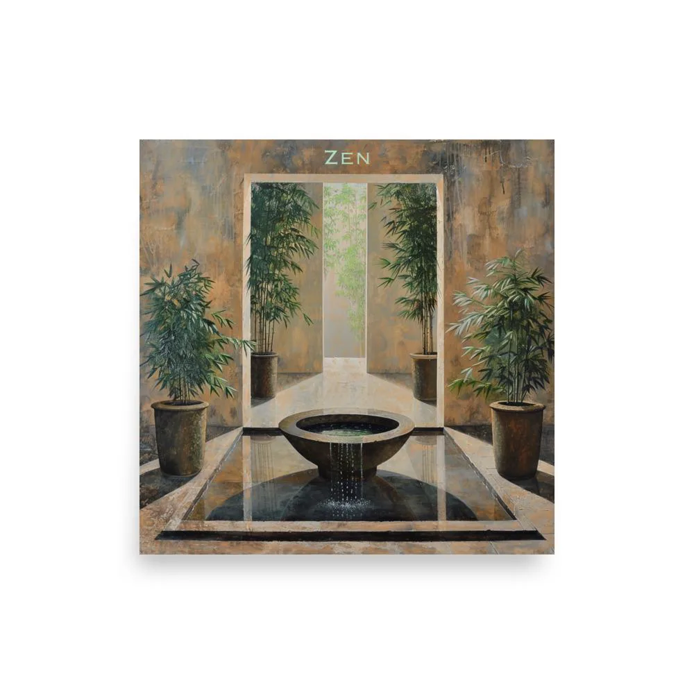 Zen Meditation Oasis Poster: Minimalist Japanese Garden Decor