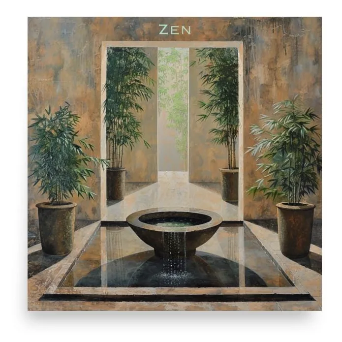 Zen Meditation Oasis Poster: Minimalist Japanese Garden Decor